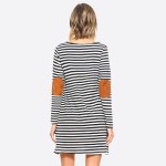 Wholesale faux Suede Elbow Patch Striped Dress Make some time chill out carefree