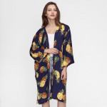 Wholesale lightweight long kimono pineapple print viscose One fits most