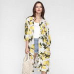 Wholesale lightweight long kimono lemon print viscose One fits most