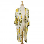 Wholesale lightweight long kimono lemon print viscose One fits most