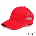 Wholesale cC Pony Cap BT CC ponytail hat mesh back Adjustable velcro back CC lea