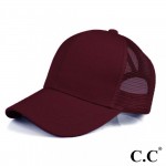 Wholesale cC Pony Cap BT CC ponytail hat mesh back Adjustable velcro back CC lea