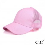 Wholesale cC Pony Cap BT CC ponytail hat mesh back Adjustable velcro back CC lea