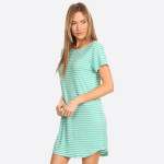 Wholesale striped short sleeve tunic dress Scoop Neckline Short Sleeve Curved He