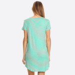 Wholesale striped short sleeve tunic dress Scoop Neckline Short Sleeve Curved He