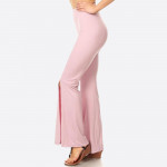 Wholesale women s Flare Pants Front Opening Slits Solid Poly Brushed Flare Palaz