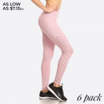 Wholesale women s Activewear Leggings Contrast Mesh Criss Cross Side Panels Soli