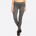 Wholesale women s Activewear Leggings Contrast Mesh Criss Cross Side Panels Soli