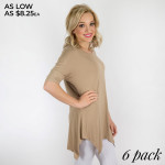 Wholesale modal Line Sharkbite Hem Piko Sleeve Tunic Top top must have period Br
