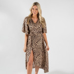 Wholesale long duster leopard kimono tie front viscose One fits most