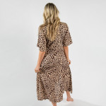 Wholesale long duster leopard kimono tie front viscose One fits most
