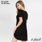 Wholesale women s Solid Knot Tie Slit Sleeve Dress o Short sleeves crew neckline