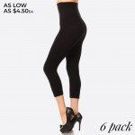 Wholesale waisted compression capri leggings have compression control top flatt