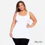 Women's Plus Size Solid Color Seamless Tank Top.

• Round Neckline
• Sleeveless
• Curve-Hugging
• Body Contouring
• Solid Color
• Super Soft
• Stretchy

- One size fits most plus 16-22
- Approximately 22" L 
- 92% Nylon / 8% Spandex