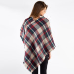 Wholesale plaid Print Poncho Frayed Edges One fits most L Acrylic