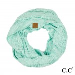 C.C SF-800
Cable Knit Infinity Scarf 

- Approximately 13" W X 30" L
- 100% Acrylic