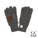 Wholesale c C G KIDS Kids Ribbed Knit Gloves Faux Leather Palm Detail Acrylic On