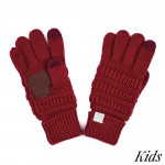 Wholesale c C G KIDS Kids Ribbed Knit Gloves Faux Leather Palm Detail Acrylic On