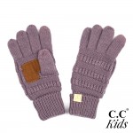 Wholesale c C G KIDS Kids Ribbed Knit Gloves Faux Leather Palm Detail Acrylic On
