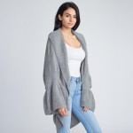 Wholesale cocoon long knit cardigan ruffle sleeves One fits most Acrylic Wool