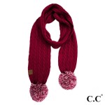 Wholesale c C SK Skinny scarf knit pom Acrylic One fits most W L Pom
