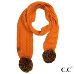 Wholesale c C SK Skinny scarf knit pom Acrylic One fits most W L Pom
