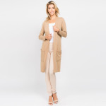Wholesale solid color thin knit cardigan pocket details Long sleeves open front