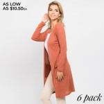 Wholesale solid color thin knit cardigan pocket details Long sleeves open front