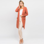 Wholesale solid color thin knit cardigan pocket details Long sleeves open front