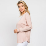 Wholesale soft feminine side sexy long sleeve top bares back open t strap surpli