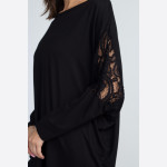 Wholesale get touch romantic side pretty lace dolman sleeve top oversized fit we