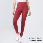 Wholesale women s Mix Brand Waistband Solid Peach Skin Leggings Elastic Waistban