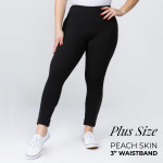 Women's Plus Size New Mix Brand 3" Waistband Solid Peach Skin Leggings.

- 3" Elastic Waistband
- Full-Length
- Inseam approximately 28" 
- One size fits most plus 16-20
- 92% Polyester / 8% Spandex