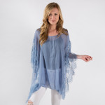 Wholesale light weight sheer poncho lace sleeves cotton polyester