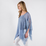 Wholesale light weight sheer poncho lace sleeves cotton polyester