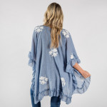 Wholesale ruffled kimono floral details Approximate cotton polyester