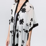 Wholesale sheer kimono stitched floral embroidery One fits most viscose