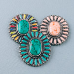 Wholesale accessorize phone grip metal decorative peel stick charm natural stone