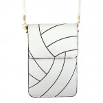 Wholesale faux leather cross body bag volleyball print inside pockets clear back
