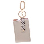 Wholesale genuine Leather Mask Keeper Keychain Holder Animal Print Detail Keyrin