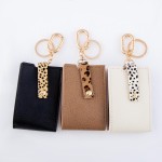 Wholesale genuine Leather Mask Keeper Keychain Holder Animal Print Detail Keyrin
