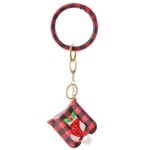 Wholesale pU Buffalo Check Christmas Key Ring Hand Sanitizer Holder Bangle Wrist