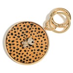 Wholesale gold Toned Genuine Leather Cheetah Print Key Ring Bag Charm L