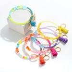 Wholesale beaded Key Ring Candy Bear Beads Tassel Accent Diameter