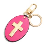 Wholesale faux Leather Cross Keychain Bag Charm Key Ring Lobster Claw