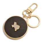 Wholesale faux Leather Rhinestone Texas Keychain Bag Charm Key Ring Lobster Claw