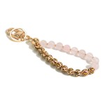 Wholesale stone Animal Print Beaded Keychain Long