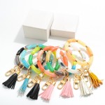 Wholesale acrylic Tube Bead Keychain Tassel