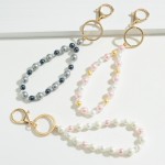 Wholesale chunky Glass Pearl Beaded Keychain Long