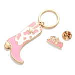 Wholesale gold Enameled Cowboy Boot Key Ring Matching Hat Pin L